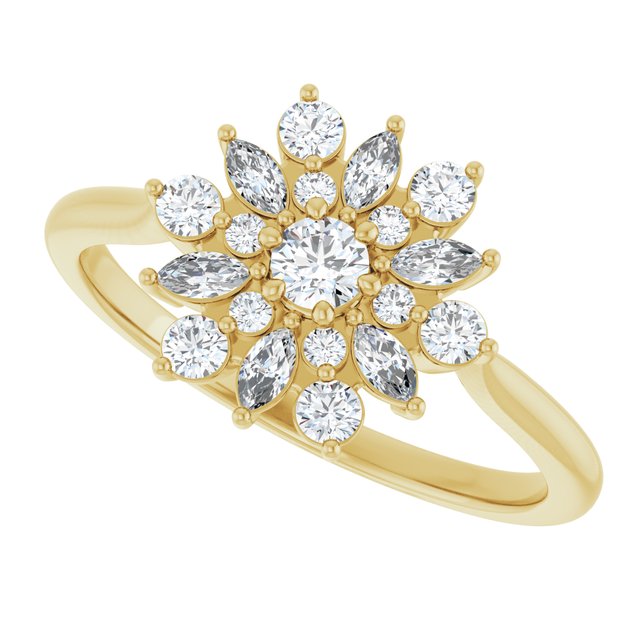 14K Yellow 1/2 CTW Diamond Vintage-Inspired Ring